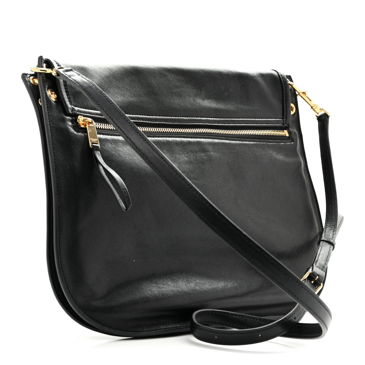 Celine Shiny Lambskin Soft Triomphe Besace Bag Black 3 of 13