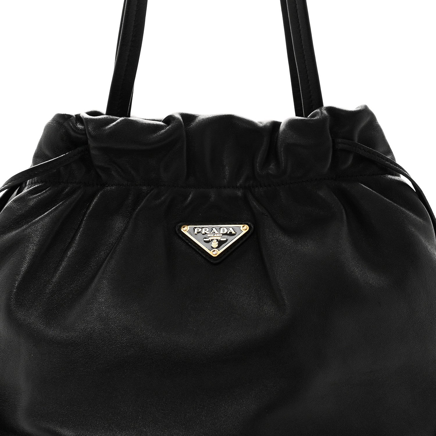 Prada Nappa Drawstring Tote Black 1833047 – FASHIONPHILE