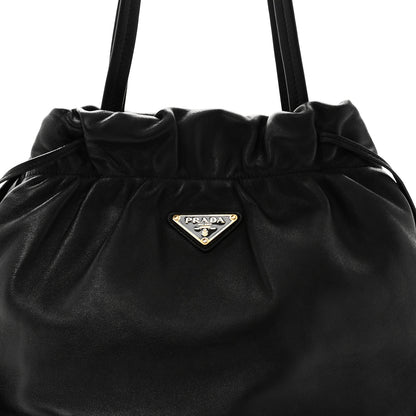 Prada Nappa Drawstring Tote Black 7 of 9