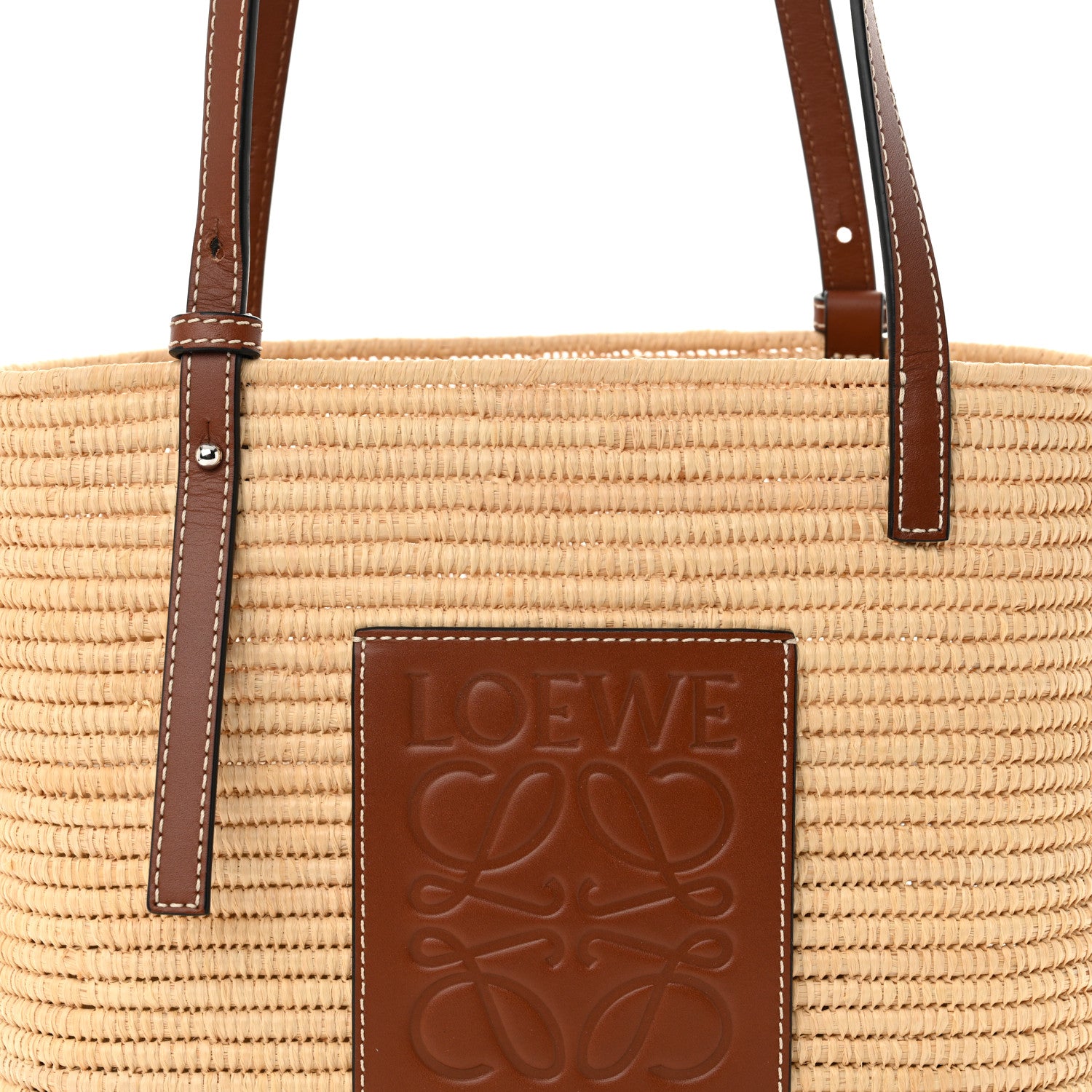 Loewe Raffia Square Small Basket Tote Bag Natural Tan 8 of 11
