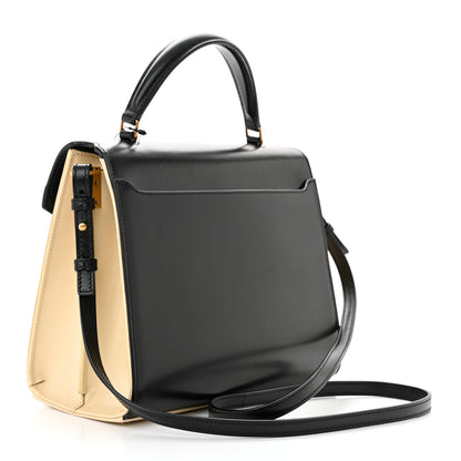 Saint Laurent Smooth Shiny Calfskin Medium Classic Monogram Cassandra Top Handle Black Crema Soft 3 of 10