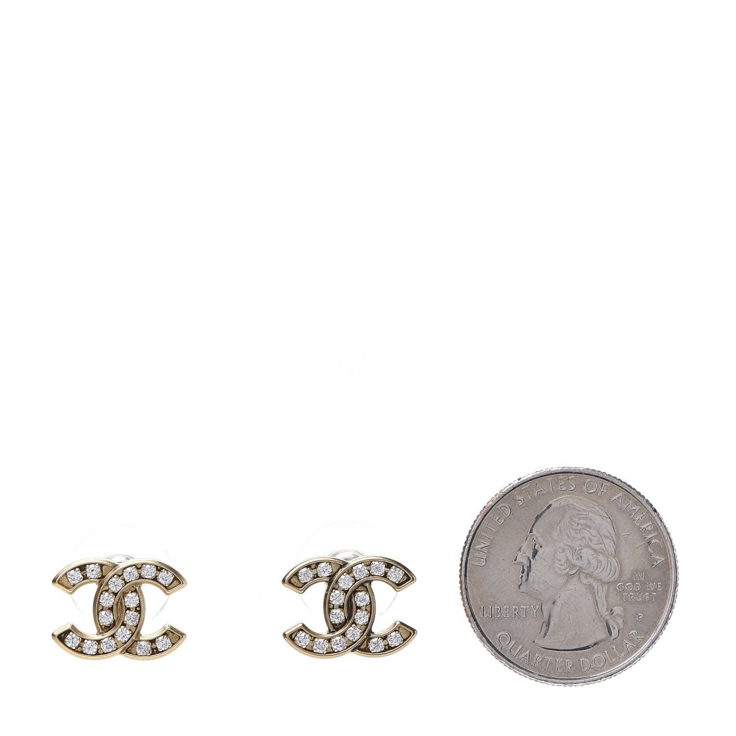 Chanel Crystal CC Earrings Gold 2 of 6