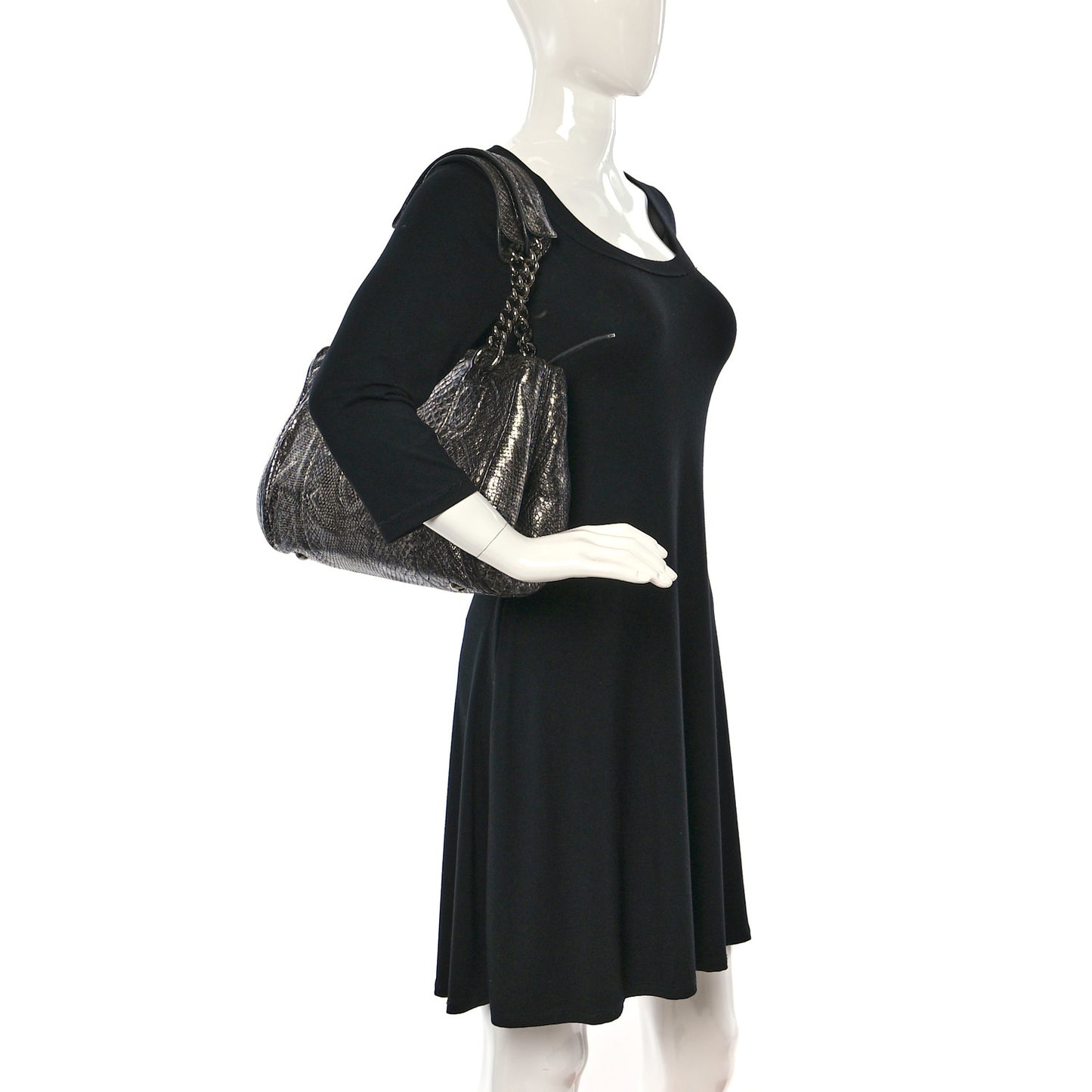 Metallic Python Small Perfect Day Tote Silver