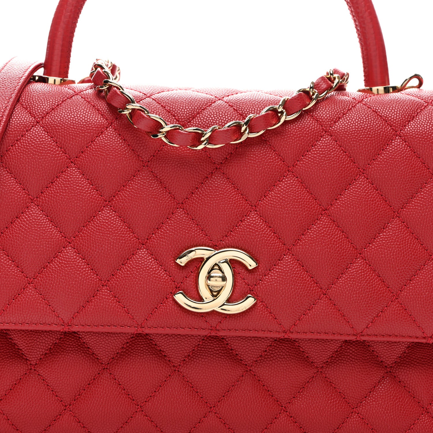 Chanel Caviar Lizard Embossed Quilted Small Coco Handle Flap Red 8 of 10