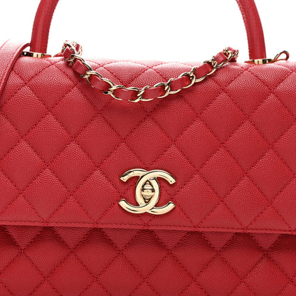 Chanel Caviar Lizard Embossed Quilted Small Coco Handle Flap Red 8 of 10