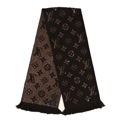 Louis Vuitton Wool Silk Logomania Shine Scarf Marron 2 of 3