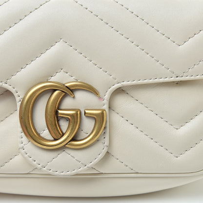 Gucci Calfskin Matelasse Super Mini GG Marmont Shoulder Bag White 12 of 16