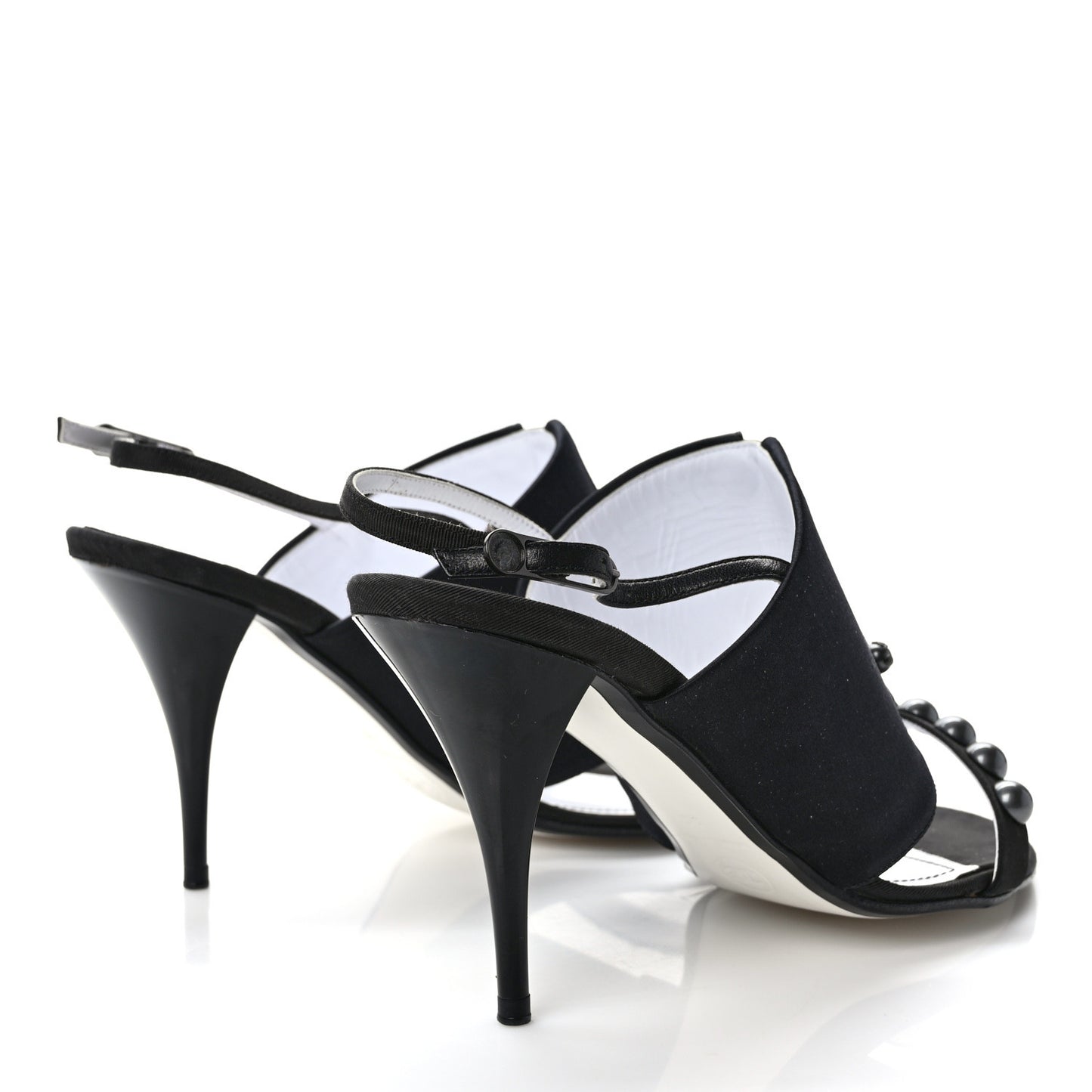 Satin Pearl Metallic D'Orsay Slingback Pumps 39 Black