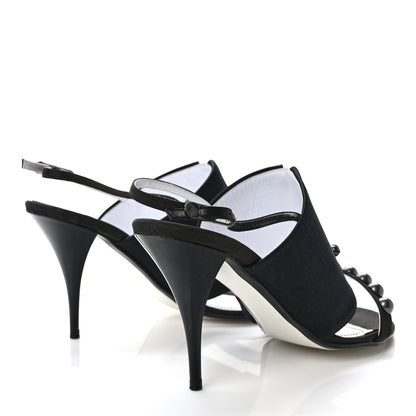 Chanel Satin Pearl Metallic D'Orsay Slingback Pumps 39 Black 4 of 7
