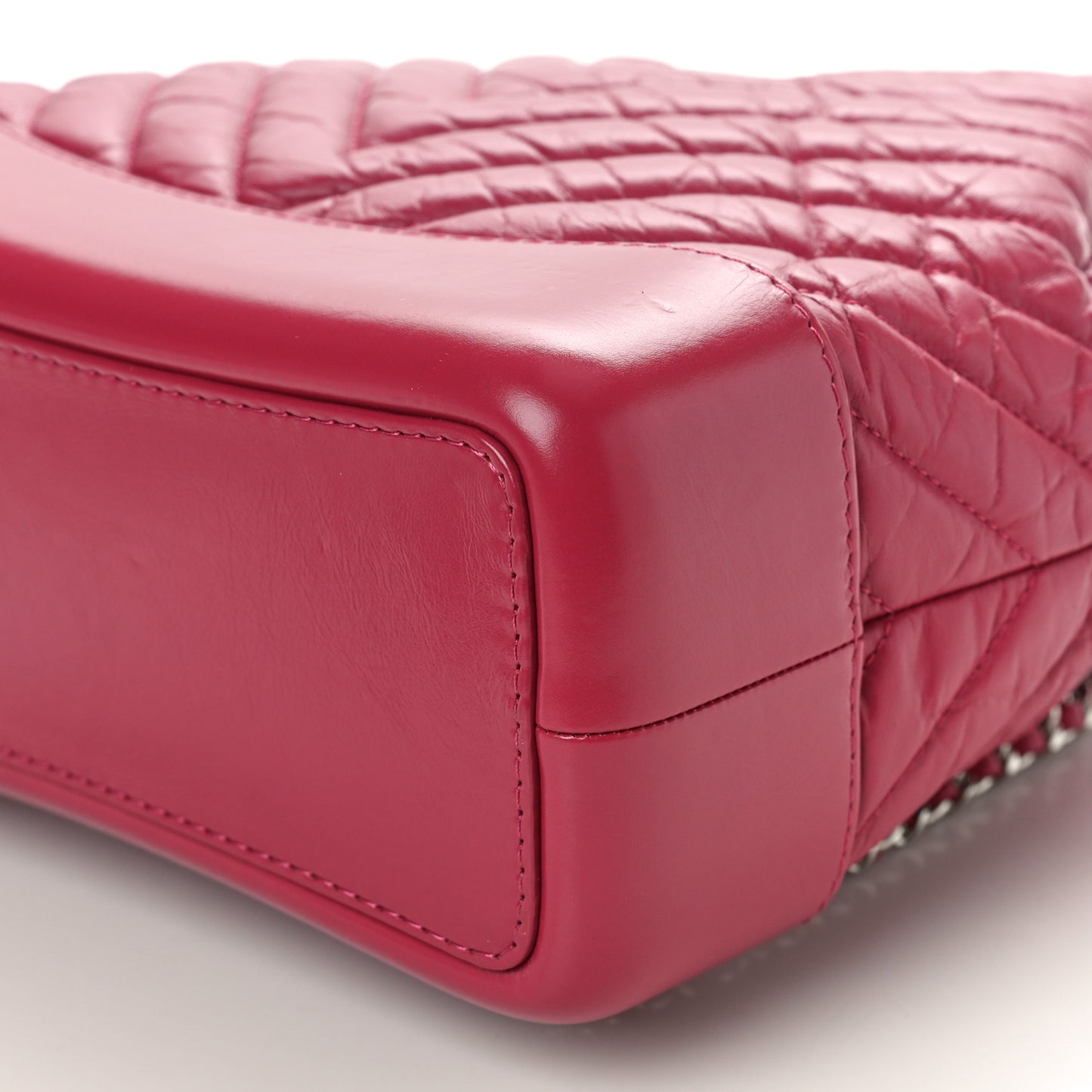 Aged Calfskin Chevron Quilted Small Gabrielle Backpack Dark Pink