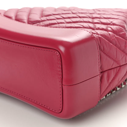 Chanel Aged Calfskin Chevron Quilted Small Gabrielle Backpack Dark Pink 10 of 10