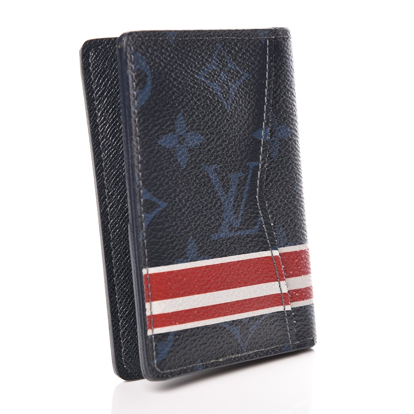 Monogram Cobalt Pocket Organizer NM Red Stripes