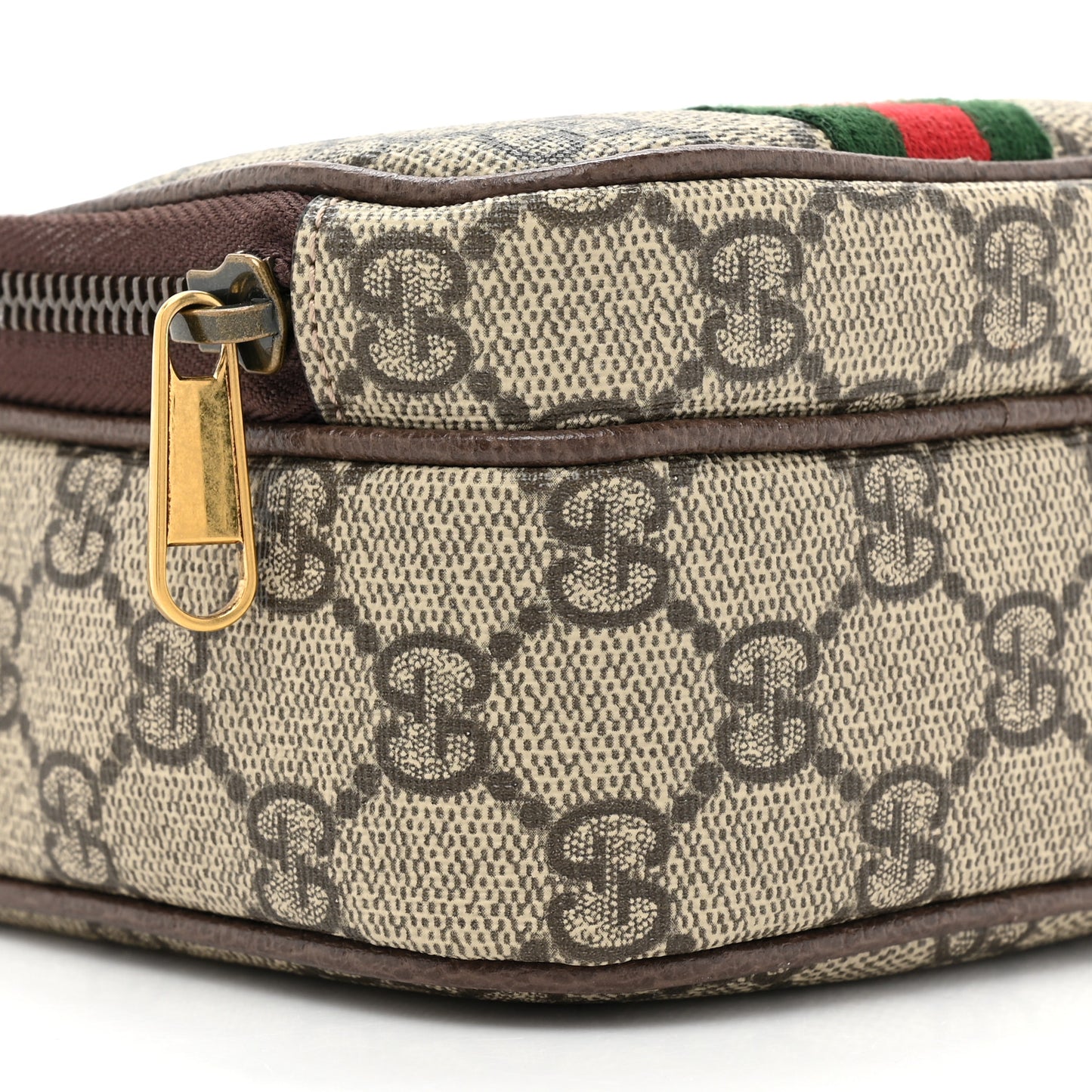 GG Supreme Monogram Web Mini Ophidia Double Zip Messenger Bag Beige New Acero