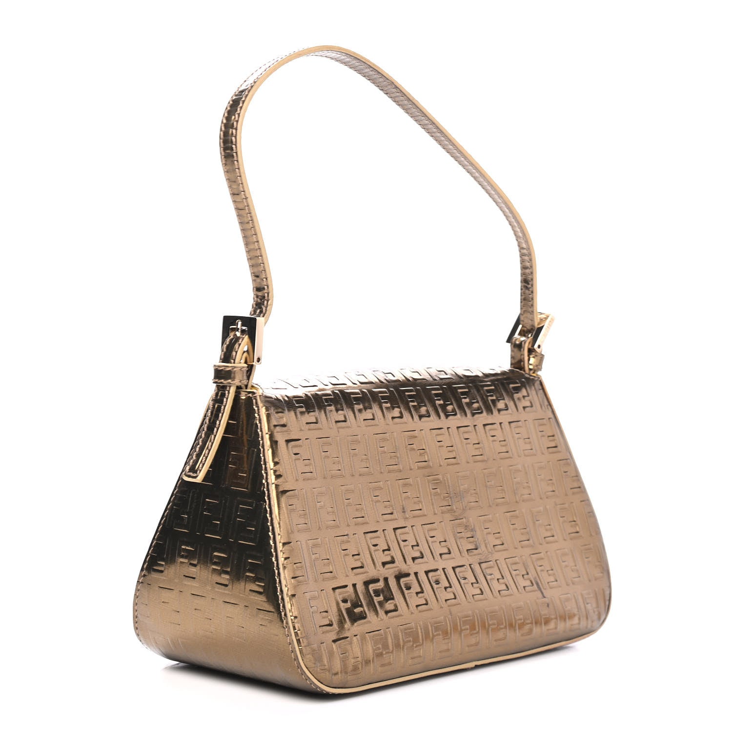Fendi Vitello Mirror FF Embossed Mini Mama Baguette Oro Ambrato 2 of 4