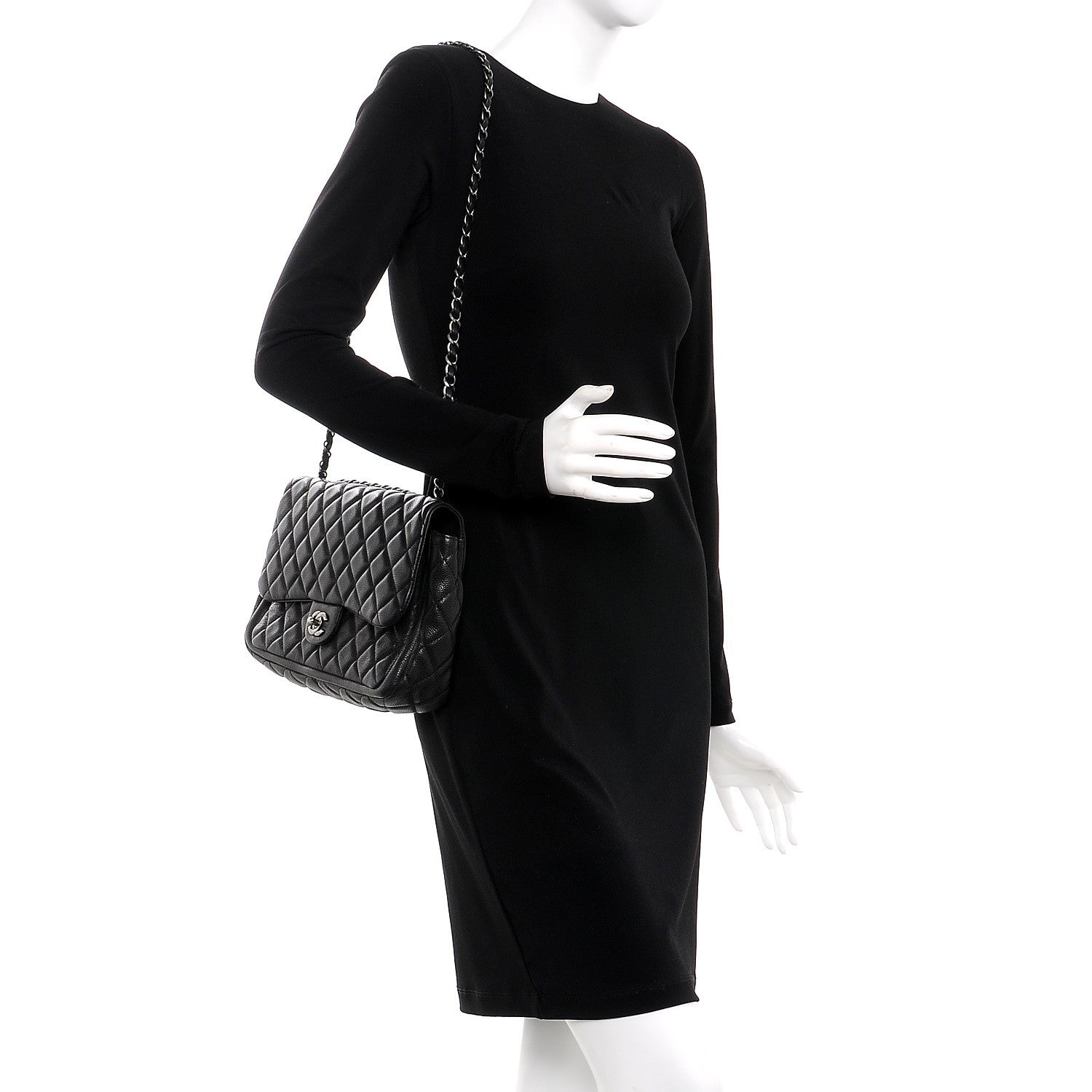 Chanel Caviar Quilted Large Now and Forever Flap Black 2 of 7