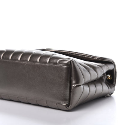 Saint Laurent Metallic Calfskin Y Quilted Monogram Small Loulou Chain Satchel Brown Metallic 7 of 11