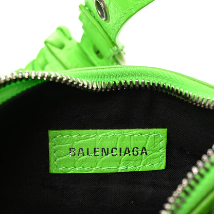 Balenciaga Extra Supple Calfskin Crocodile Embossed Le Cagole Shoulder Bag XS Acid Green 7 of 11