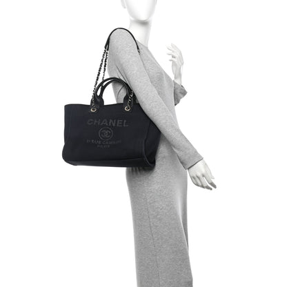 Chanel Mixed Fibers Small Deauville Tote Black 2 of 12