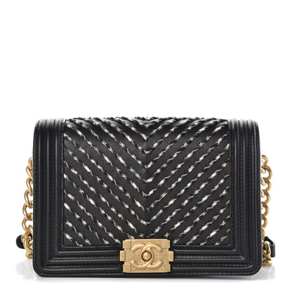 Chanel Calfskin Chevron Embroidered Boy By The Sea Flap Waist Belt Bag Black 1 of 8