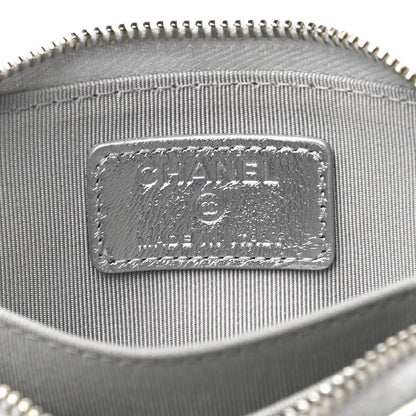 Chanel Gradient Metallic Calfskin Quilted Zip Around Coin Purse Wallet Silver Blue Yellow Purple 6 of 8