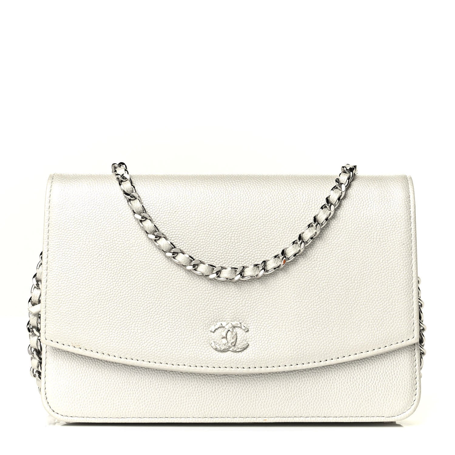 Chanel Caviar Sevruga Wallet on Chain WOC Silver 1 of 5