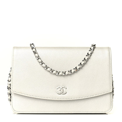 Chanel Caviar Sevruga Wallet on Chain WOC Silver 1 of 5