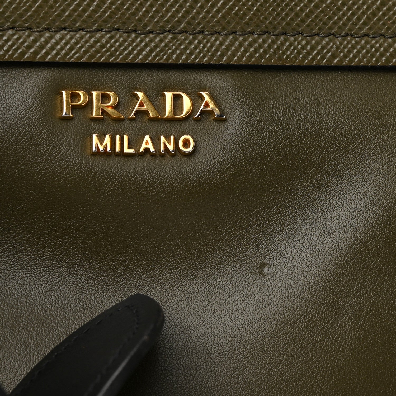 Prada Saffiano Cuir Calf Corsaire Bag Militare Black 10 of 14