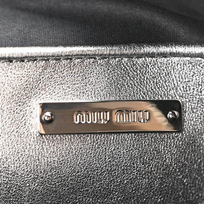Miu Miu Metallic Nappa Matelasse Double Zip Pochette Clutch Cromo 6 of 10