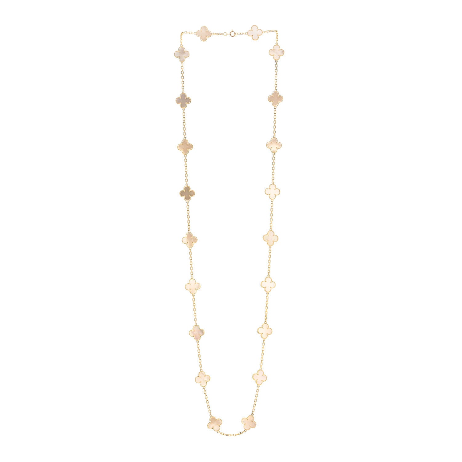 Van Cleef & Arpels 18K Yellow Gold Mother of Pearl 20 Motifs Vintage Alhambra Necklace 3 of 5