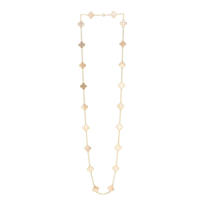 Van Cleef & Arpels 18K Yellow Gold Mother of Pearl 20 Motifs Vintage Alhambra Necklace 3 of 5