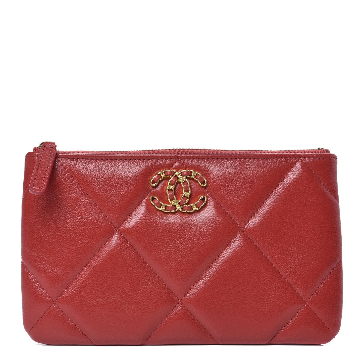 Shiny Goatskin Quilted Small 19 Pouch Red