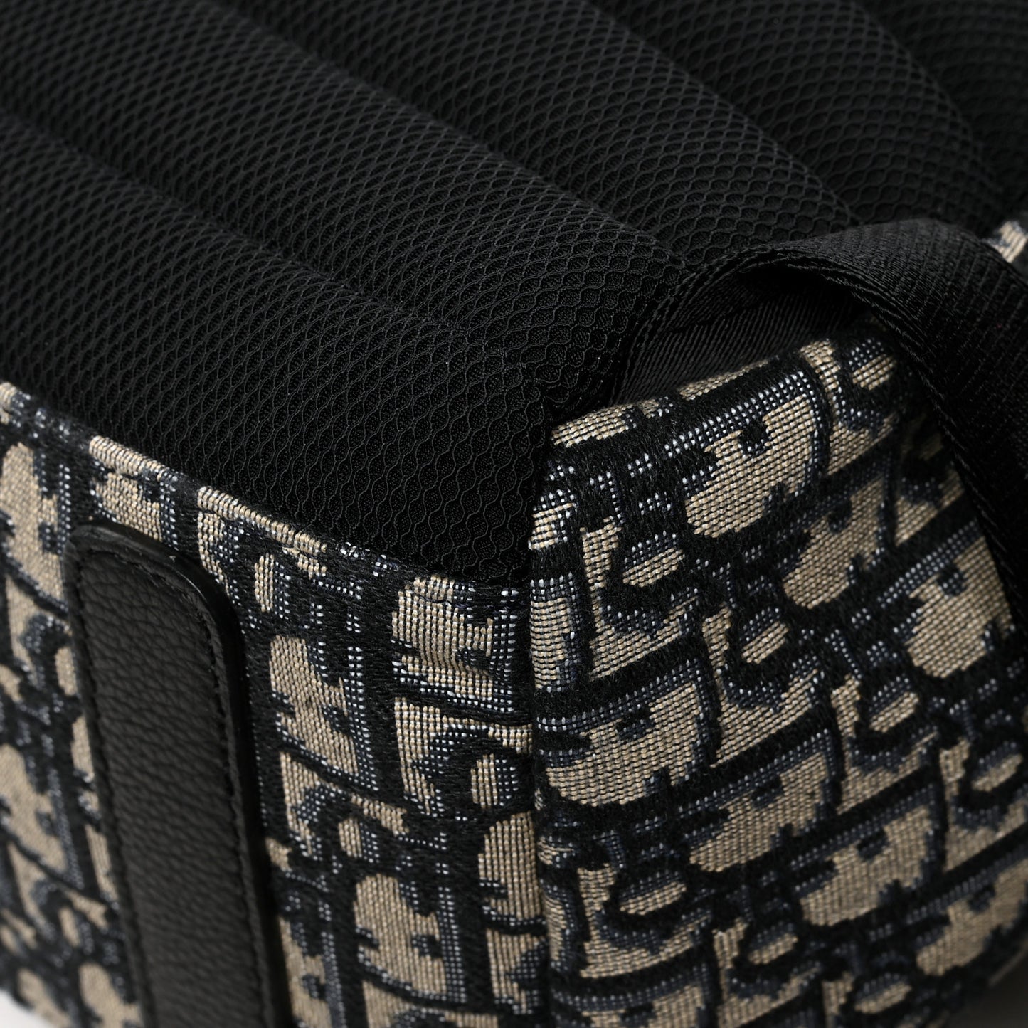 Oblique Calfskin Rider Backpack Beige Black