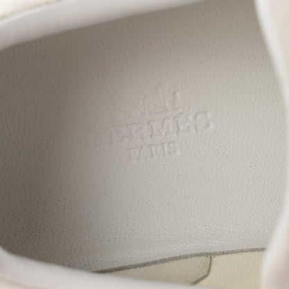 Hermes Graphic Mesh Suede Goatskin Womens Bouncing Sneakers  36 White 8 of 10