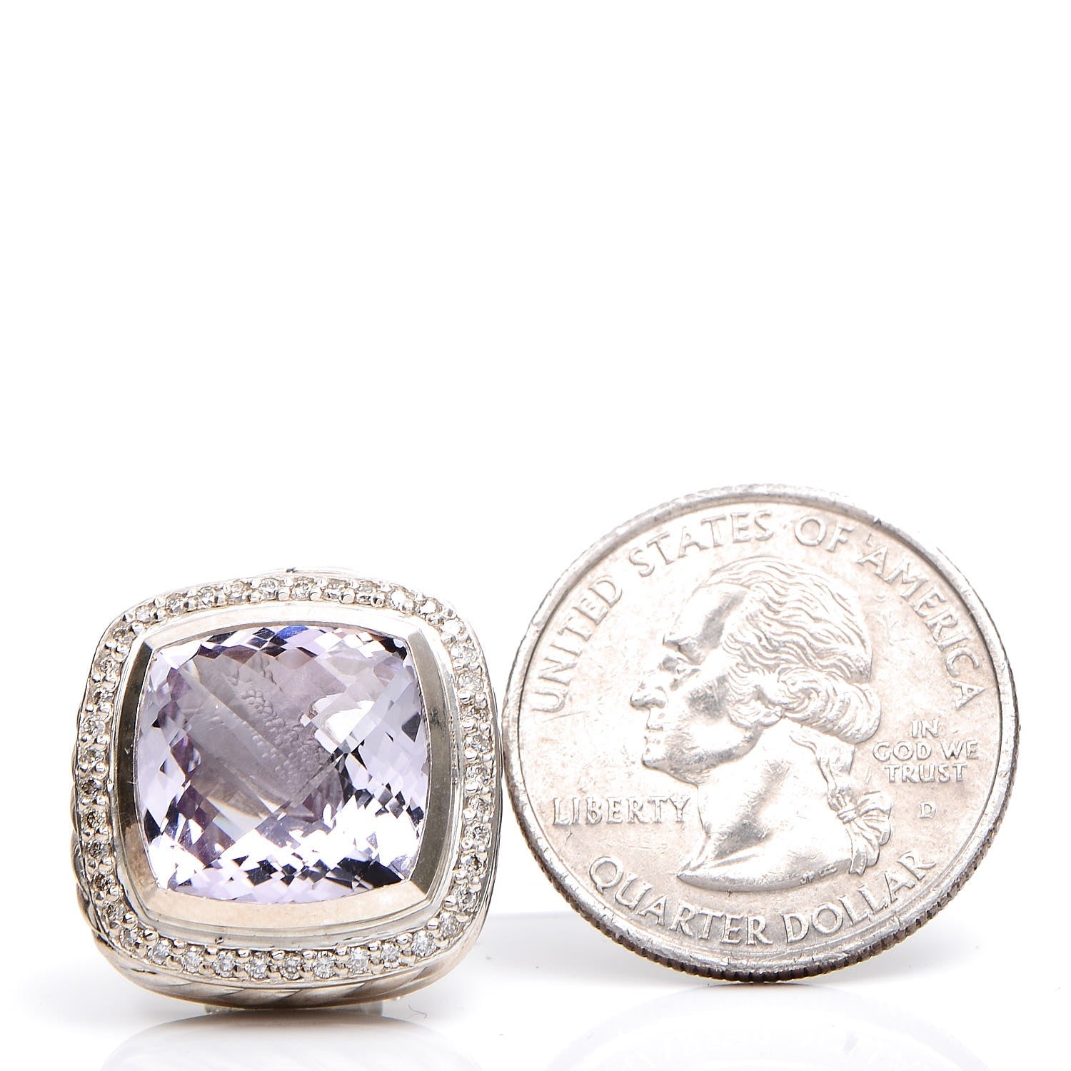 David Yurman Sterling Silver Amethyst Diamond 14mm Albion Earrings 2 of 6