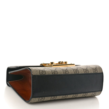 Gucci GG Supreme Monogram Calfskin Small Padlock Shoulder Bag Beige Black Cuir 4 of 12
