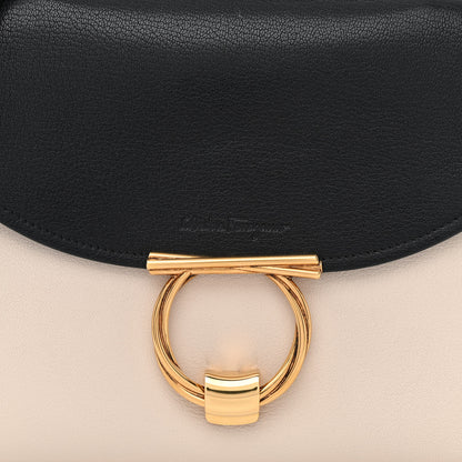 Salvatore Ferragamo Calfskin Small Margot Top Handle Satchel Bone Black 8 of 10