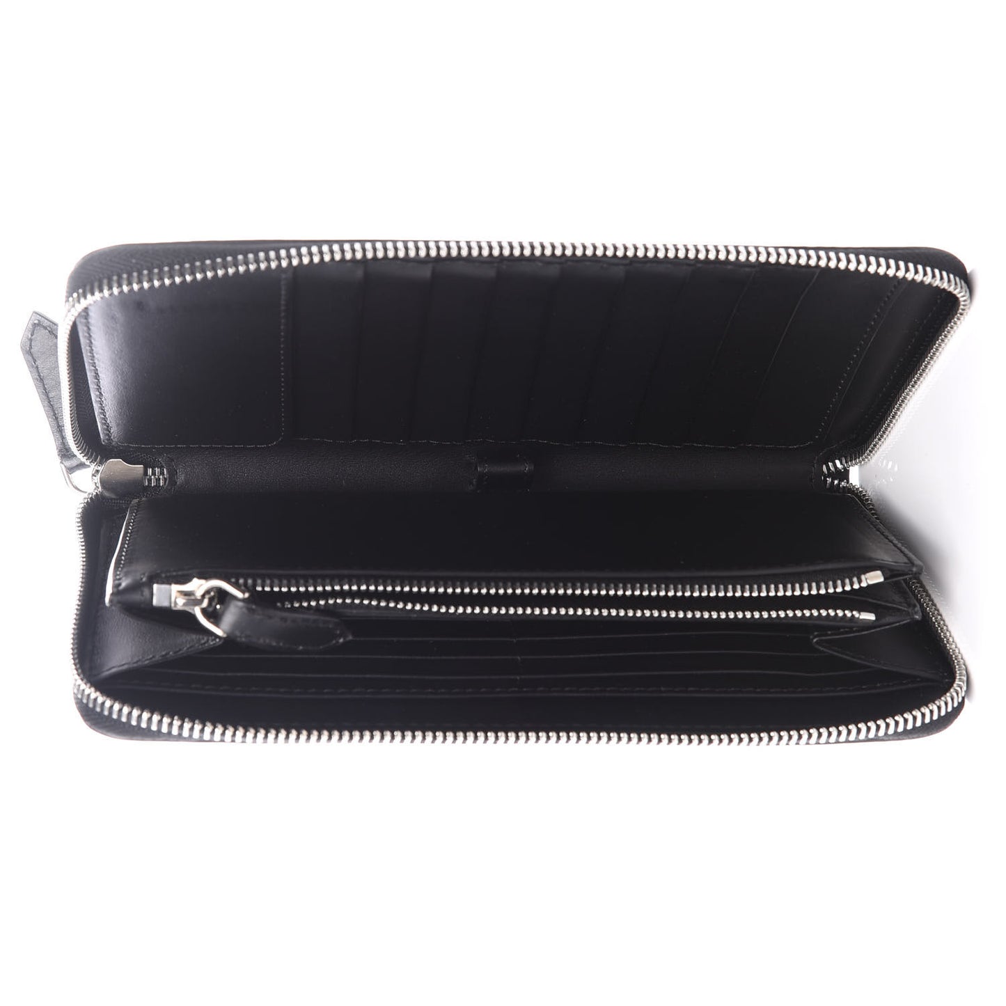 Calfskin Perforated Zip Around Wallet Black