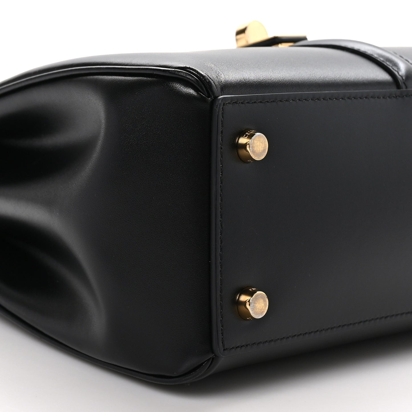Satinated Calfskin Small 16 Top Handle Bag Black