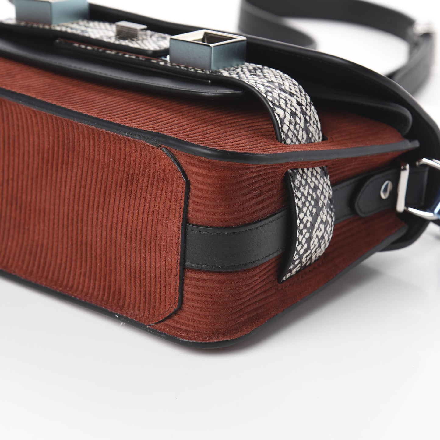 Corduroy Suede Elaphe Mini PS11 Classic Shoulder Bag Russet Black