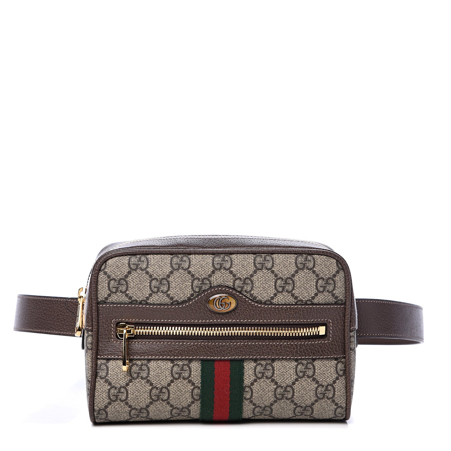 GG Supreme Monogram Web Small Ophidia Belt Bag 95 38 Dark Brown