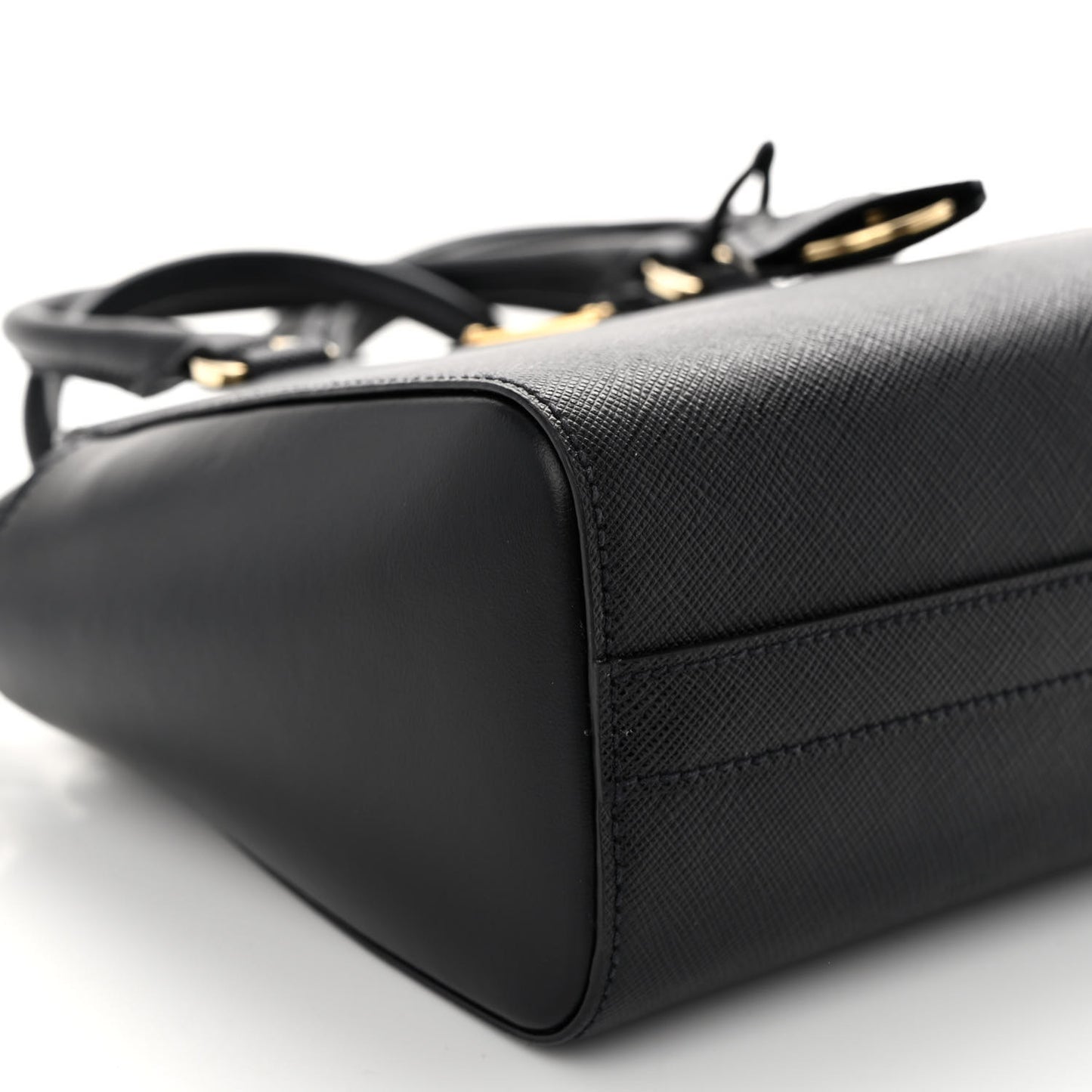 Saffiano Soft Calfskin Mini Zippered Crossbody Tote Black