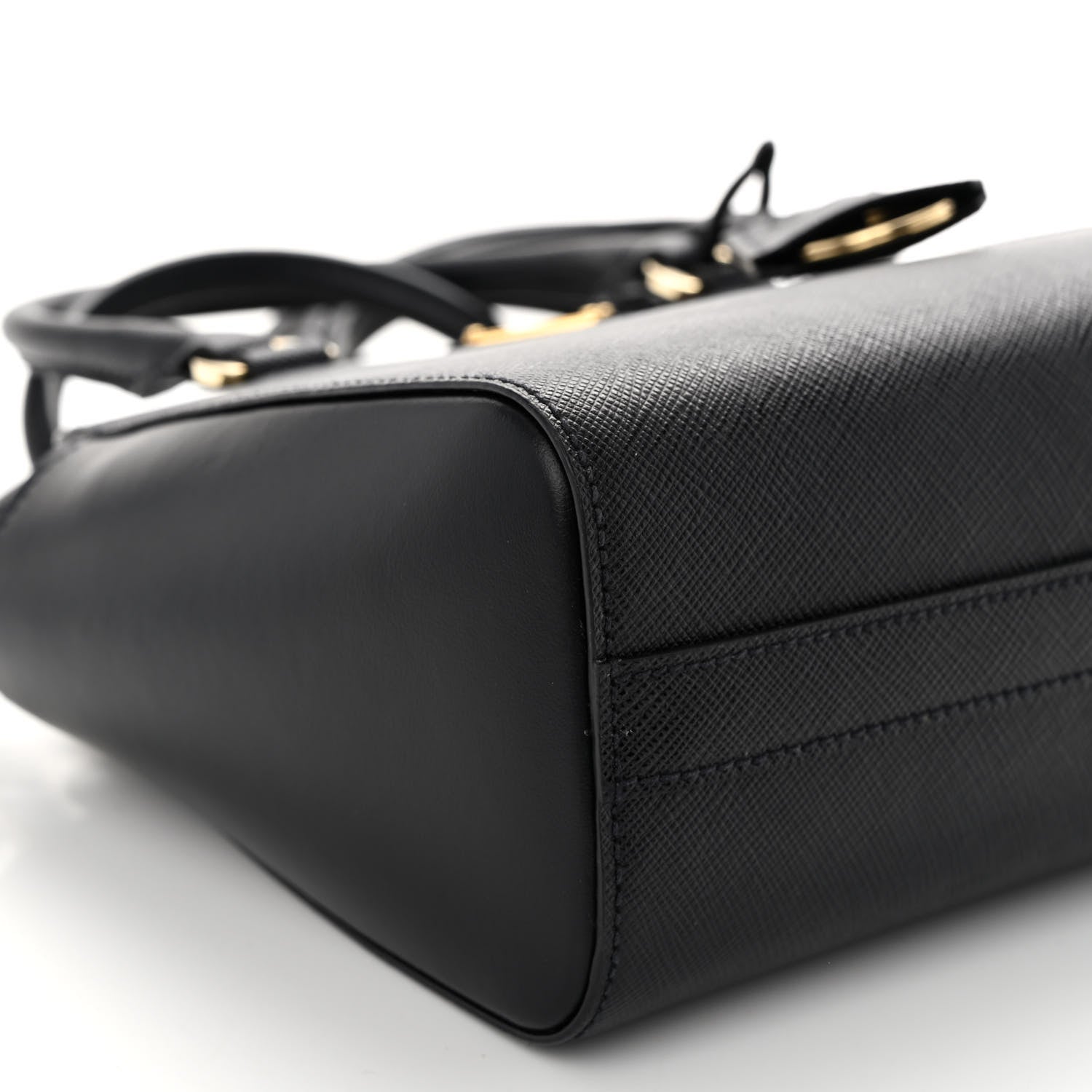 Prada Saffiano Soft Calfskin Mini Zippered Crossbody Tote Black 8 of 9