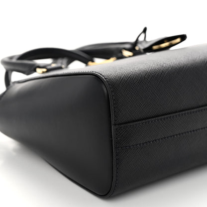 Prada Saffiano Soft Calfskin Mini Zippered Crossbody Tote Black 8 of 9