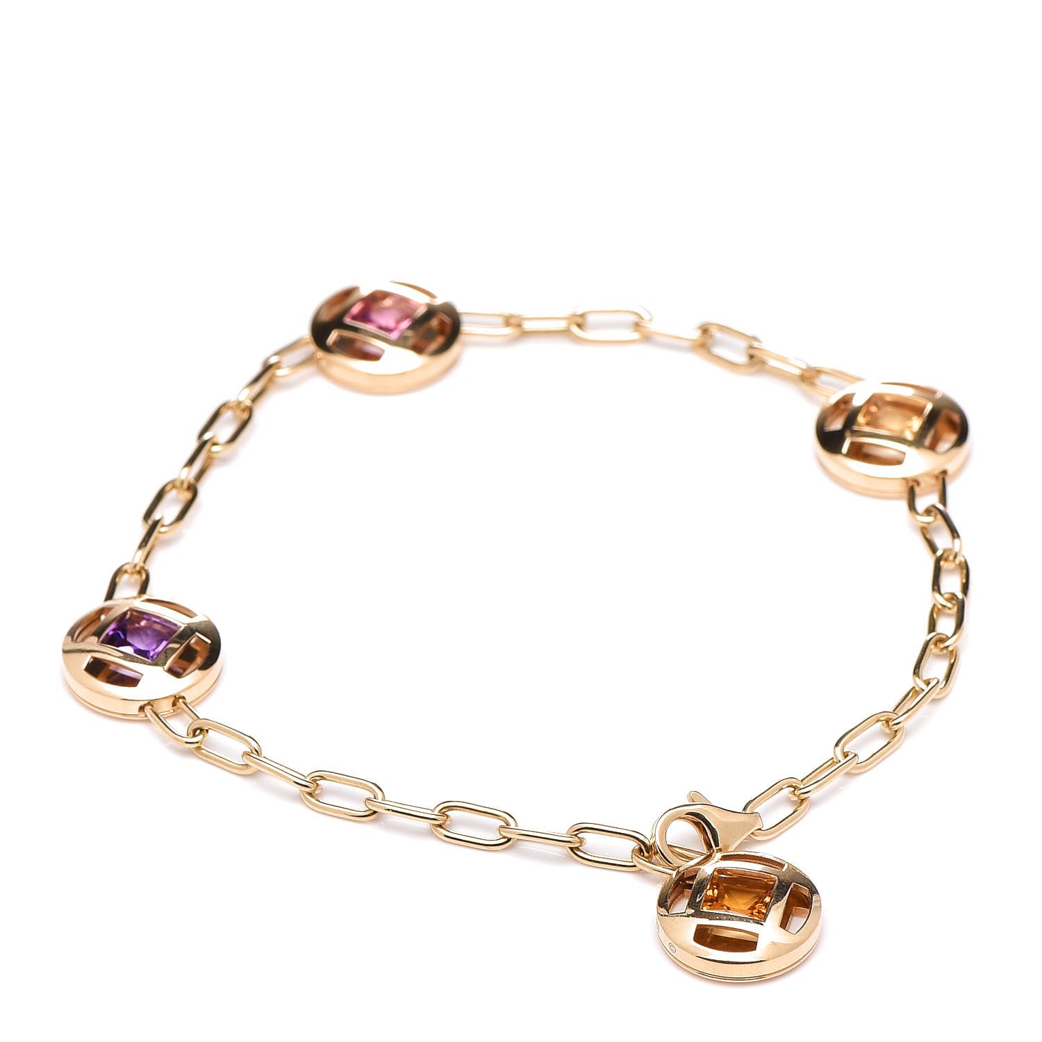 Cartier 18K Yellow Gold Citrine Amethyst Tourmaline Sapphire Pasha Bracelet 1 of 4