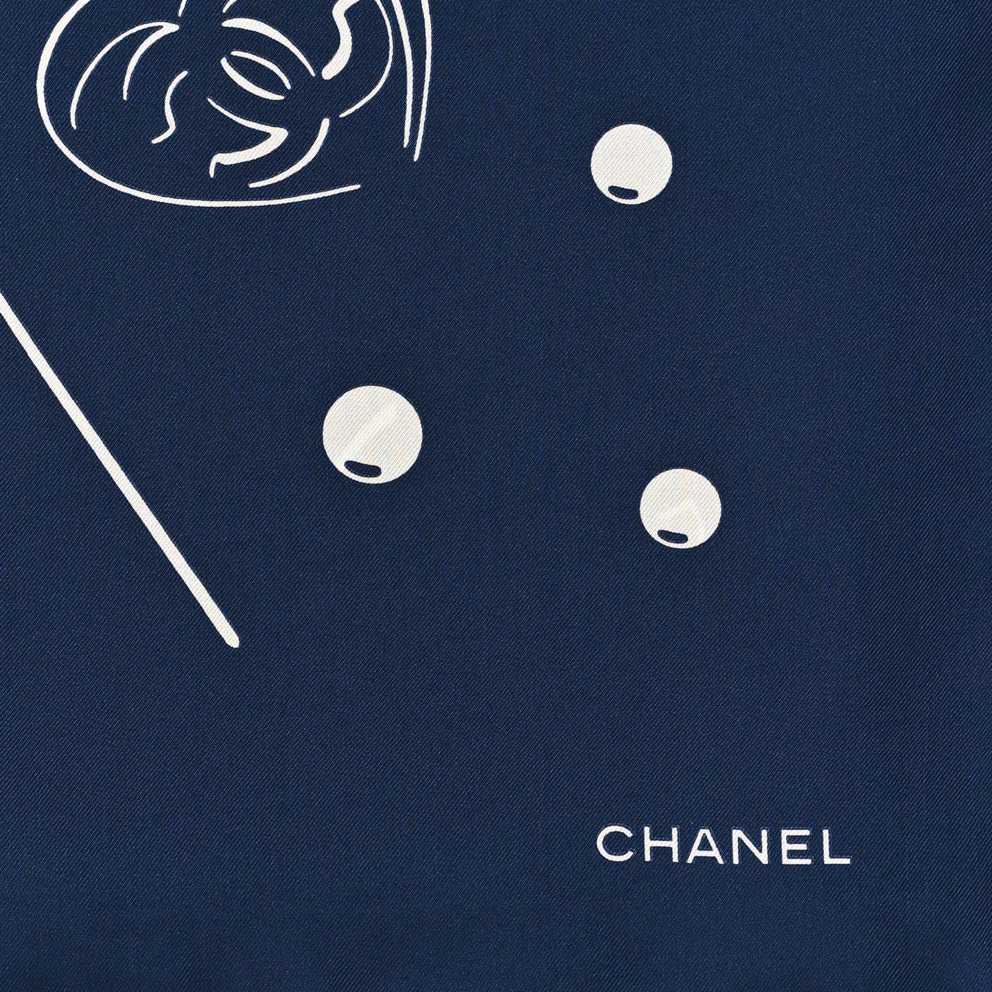 Silk CC Square Scarf Navy White
