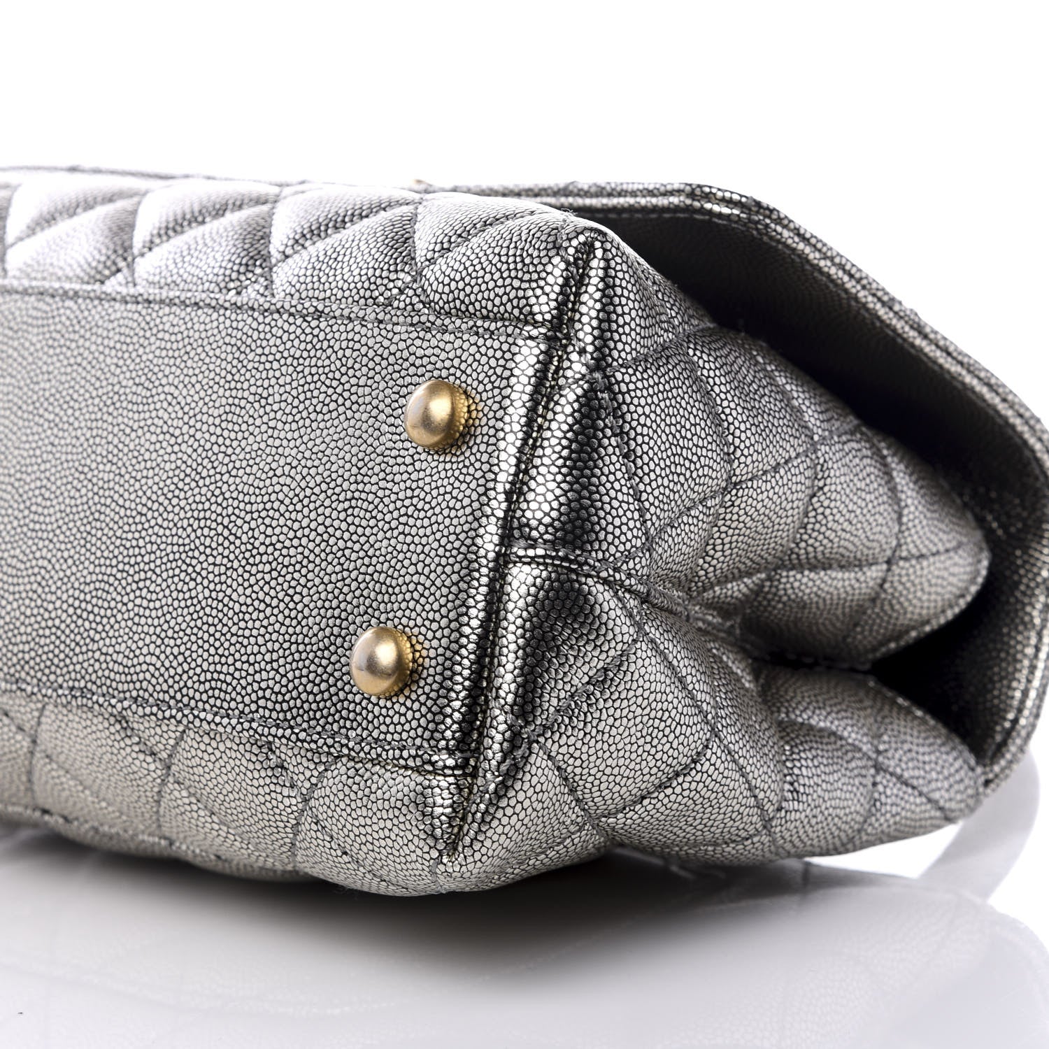 Chanel Metallic Caviar Quilted Mini Coco Handle Flap Silver 7 of 8