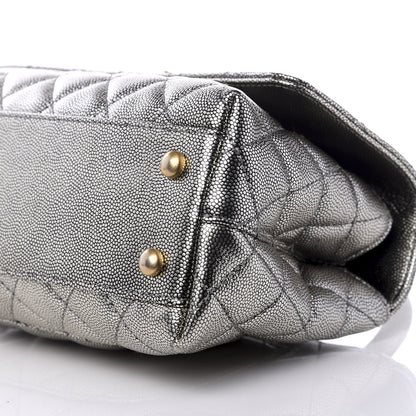 Chanel Metallic Caviar Quilted Mini Coco Handle Flap Silver 7 of 8