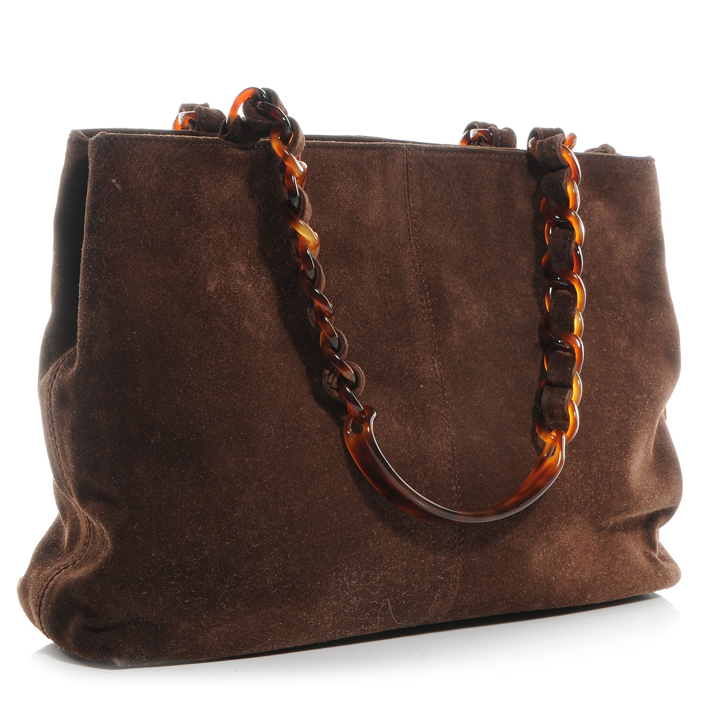 Suede Bekko Chain CC Shopping Tote Dark Brown