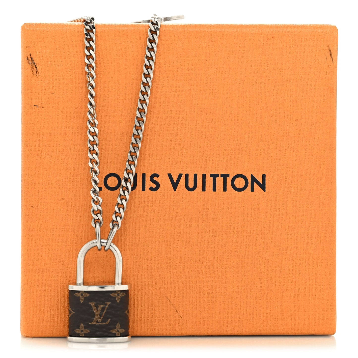 Monogram Lock Pendant Necklace Silver