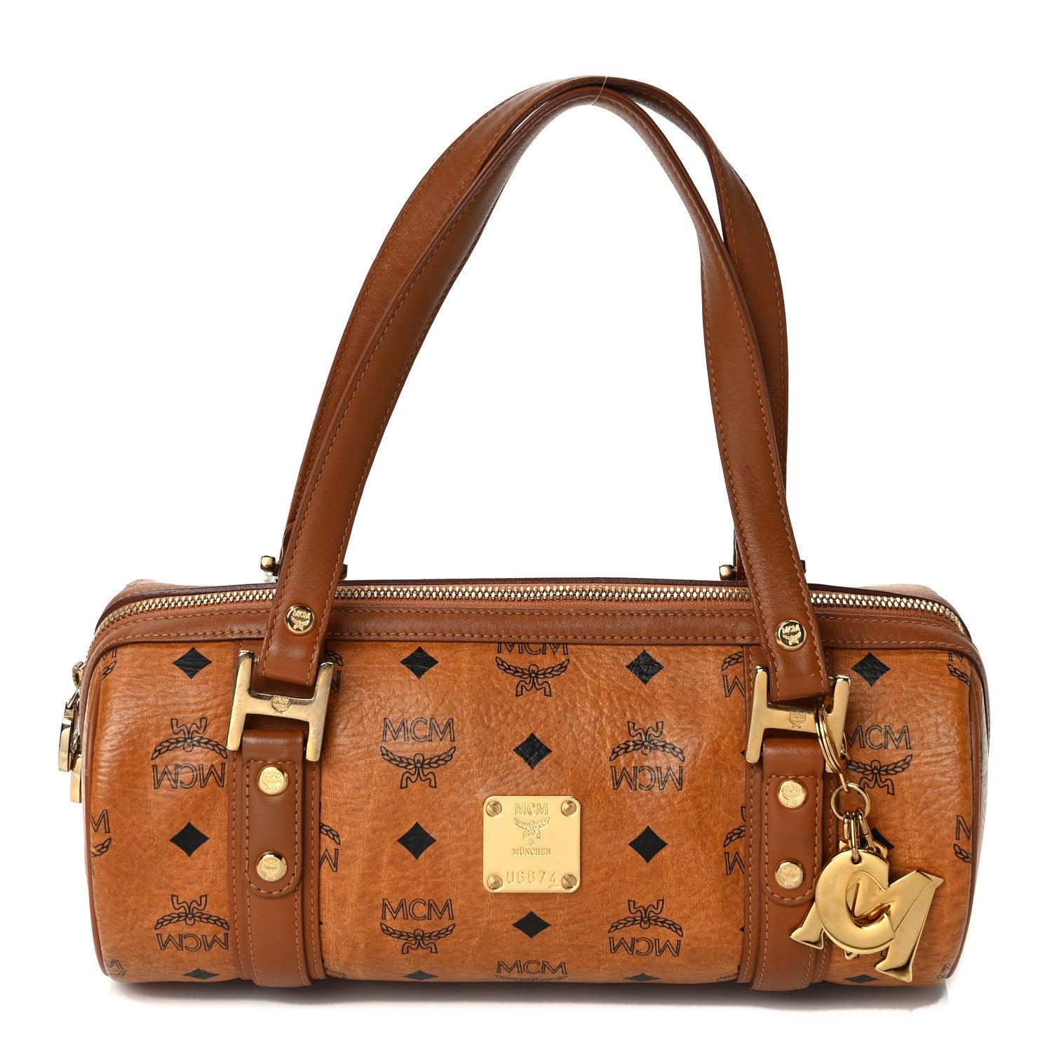 MCM Visetos Essential Barrel Bag Cognac 1 of 8